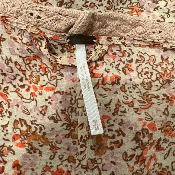 Free People Lola Printed Open Front Kimono (front tie string removed), Sz M - Picture 14 of 15